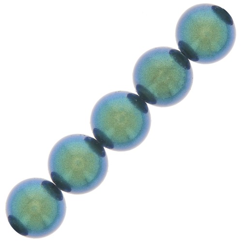 8mm Preciosa Pearls - Round Maxima - 5 mm - Pearlescent Peacock Green x25