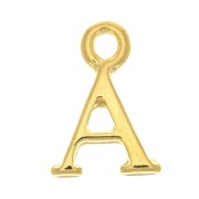13.5mm Alphabet letter charm with closed ring - A - Fine Gold plated x1