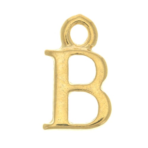 13.5mm Alphabet letter charm with closed ring - B - Fine Gold plated x1