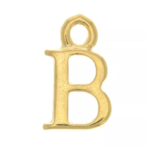 13.5mm Alphabet letter charm with closed ring - B - Fine Gold plated x1