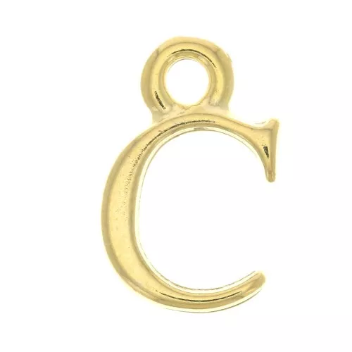 13.5mm Alphabet letter charm with closed ring - C - Fine Gold plated x1