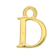 13mm Alphabet letter charm with closed ring - D- Fine Gold plated x1|raw }}