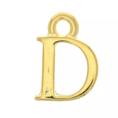 13mm Alphabet letter charm with closed ring - D- Fine Gold plated x1