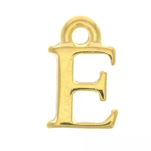 13mm Alphabet letter charm with closed ring - E - Fine Gold plated x1