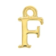 13mm Alphabet letter charm with closed ring - F - Fine Gold plated x1