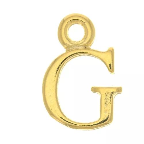 14mm Alphabet letter charm with closed ring - G - Fine Gold plated x1