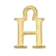 13mm Alphabet letter charm with closed ring - H - Fine Gold plated x1