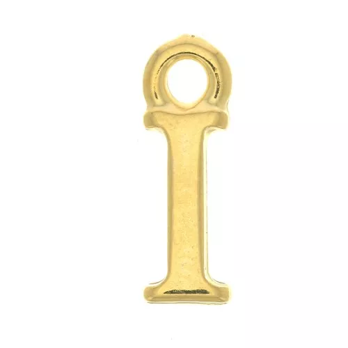 13mm Alphabet letter charm with closed ring - I - Fine Gold plated x1