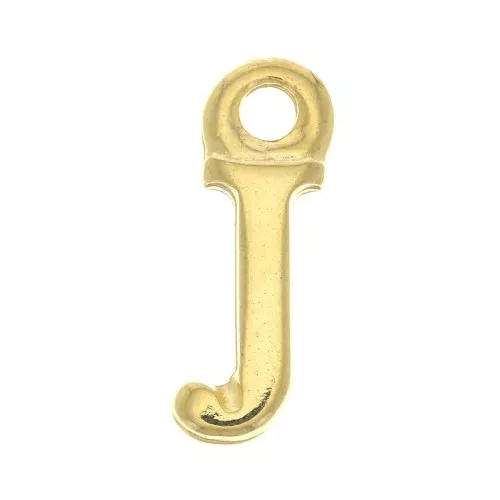 13.5mm Alphabet letter charm with closed ring - J - Fine Gold plated x1