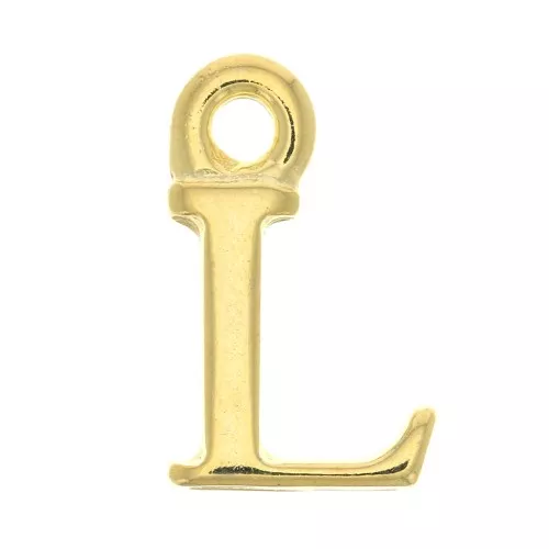 14mm Alphabet letter charm with closed ring - L - Fine Gold plated x1