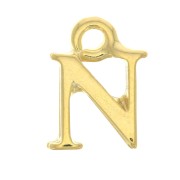 13mm Alphabet letter charm with closed ring - N - Fine Gold plated x1|raw }}