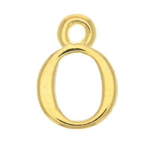 13mm Alphabet letter charm with closed ring - O - Fine Gold plated x1