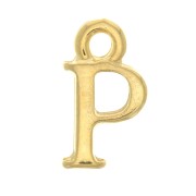 13mm Alphabet letter charm with closed ring - P - Fine Gold plated x1