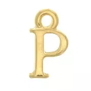 13mm Alphabet letter charm with closed ring - P - Fine Gold plated x1
