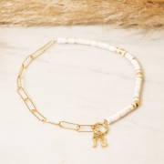 13mm Alphabet letter charm with closed ring - P - Fine Gold plated x1