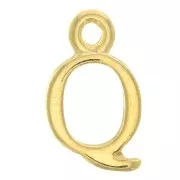15mm Alphabet letter charm with closed ring - Q - Fine Gold plated x1
