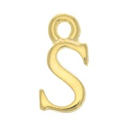 14mm Alphabet letter charm with closed ring - S - Fine Gold plated x1|raw }}