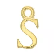 14mm Alphabet letter charm with closed ring - S - Fine Gold plated x1