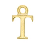 13.5mm Alphabet letter charm with closed ring - T - Fine Gold plated x1|raw }}