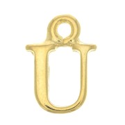 14mm Alphabet letter charm with closed ring - U - Fine Gold plated x1