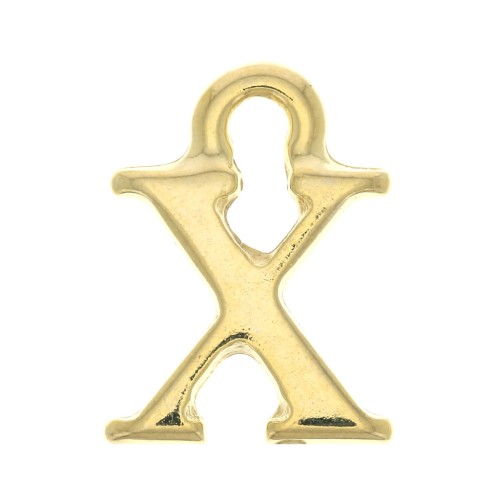 13mm Alphabet letter charm with closed ring - X - Fine Gold plated x1