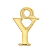 13mm Alphabet letter charm with closed ring - Y - Fine Gold plated x1