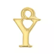 13mm Alphabet letter charm with closed ring - Y - Fine Gold plated x1