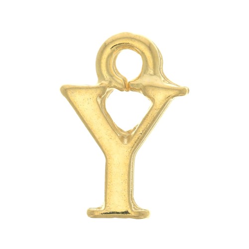 13mm Alphabet letter charm with closed ring - Y - Fine Gold plated x1