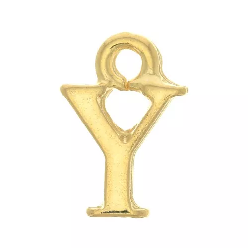 13mm Alphabet letter charm with closed ring - Y - Fine Gold plated x1