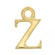 13mm Alphabet letter charm with closed ring - Z - Fine Gold plated x1