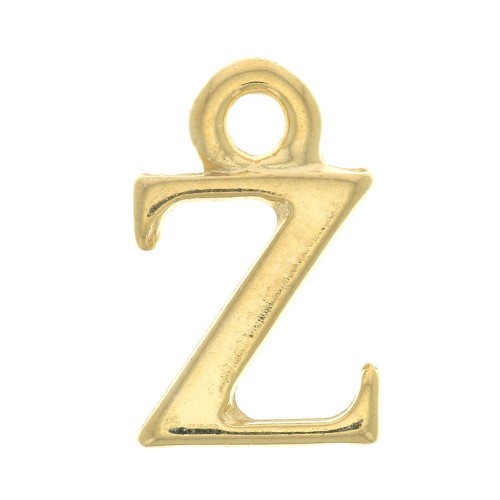13mm Alphabet letter charm with closed ring - Z - Fine Gold plated x1