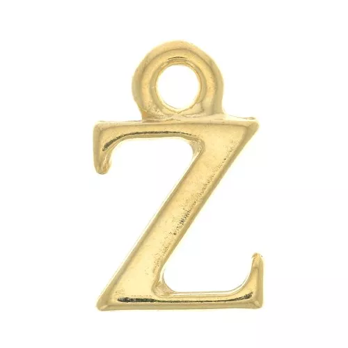 13mm Alphabet letter charm with closed ring - Z - Fine Gold plated x1