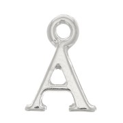 13.5mm alphabet letter Charm with closed ring - A - Rhodium x1