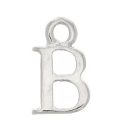 13.5mm alphabet letter Charm with closed ring - B - Rhodium x1