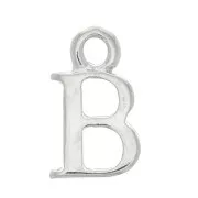 13.5mm alphabet letter Charm with closed ring - B - Rhodium x1