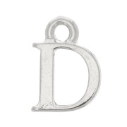 13mm alphabet letter Charm with closed ring - D - Rhodium x1|raw }}
