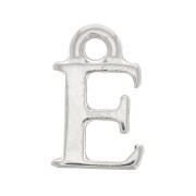 13mm alphabet letter Charm with closed ring - E - Rhodium x1