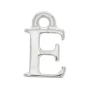 13mm alphabet letter Charm with closed ring - E - Rhodium x1