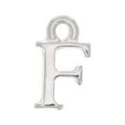 13mm alphabet letter Charm with closed ring - F - Rhodium x1