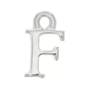 13mm alphabet letter Charm with closed ring - F - Rhodium x1