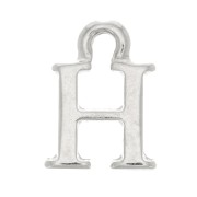 13mm alphabet letter Charm with closed ring - H - Rhodium x1|raw }}