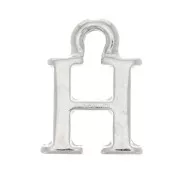 13mm alphabet letter Charm with closed ring - H - Rhodium x1