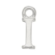 13mm alphabet letter Charm with closed ring - I - Rhodium x1