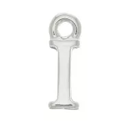 13mm alphabet letter Charm with closed ring - I - Rhodium x1