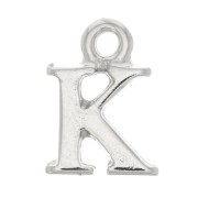 14mm alphabet letter Charm with closed ring - K - Rhodium x1|raw }}