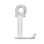 14mm alphabet letter Charm with closed ring - L - Rhodium x1