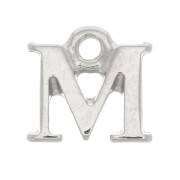 11mm alphabet letter Charm with closed ring - M- Rhodium x1|raw }}