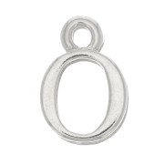 13mm alphabet letter Charm with closed ring - O - Rhodium x1