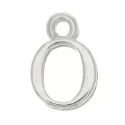 13mm alphabet letter Charm with closed ring - O - Rhodium x1