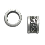 Cord slider bead 11mm Antique Silver Plating x1|raw }}